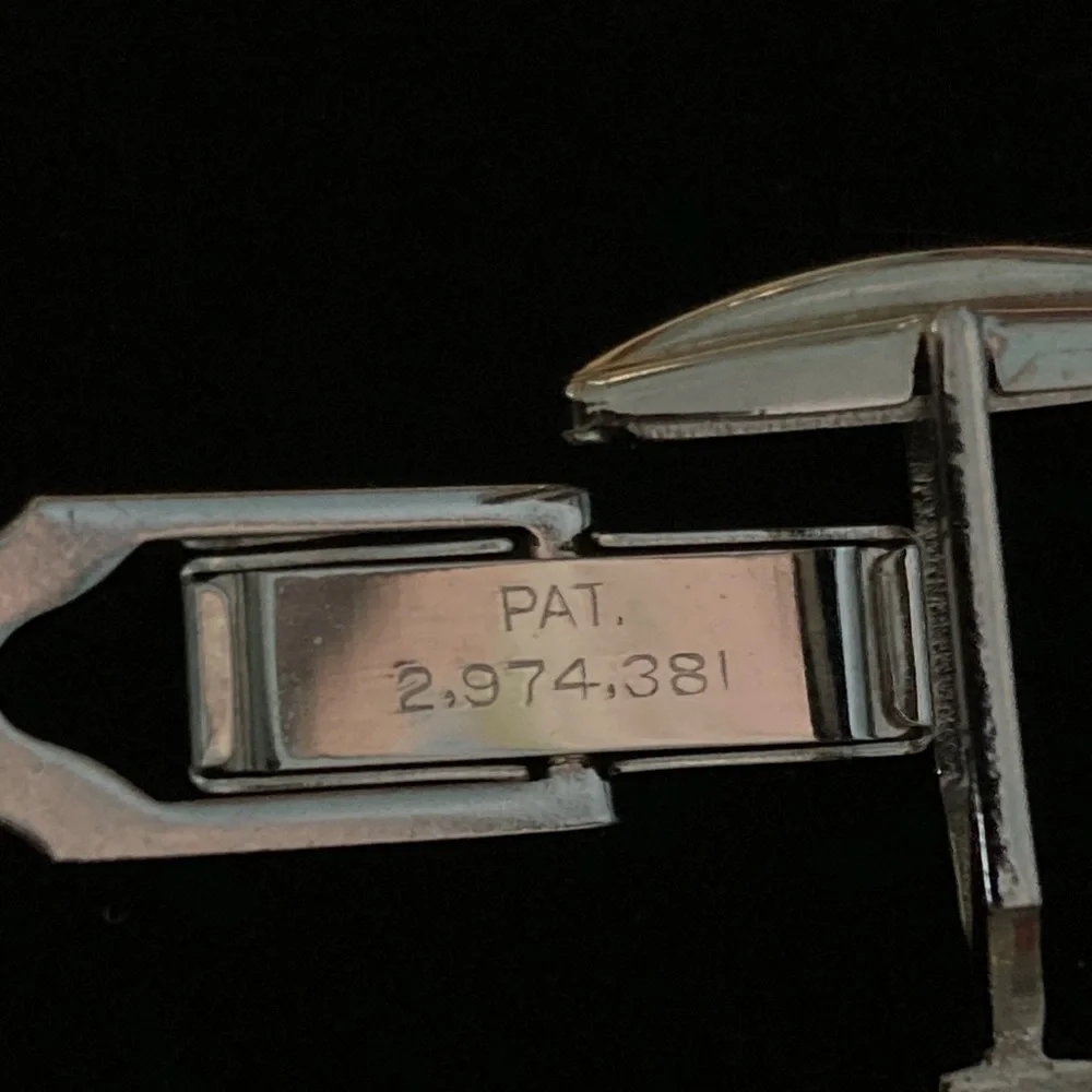 Vintage Sterling Silver brushed/high polish starburst rectangular cuff links
